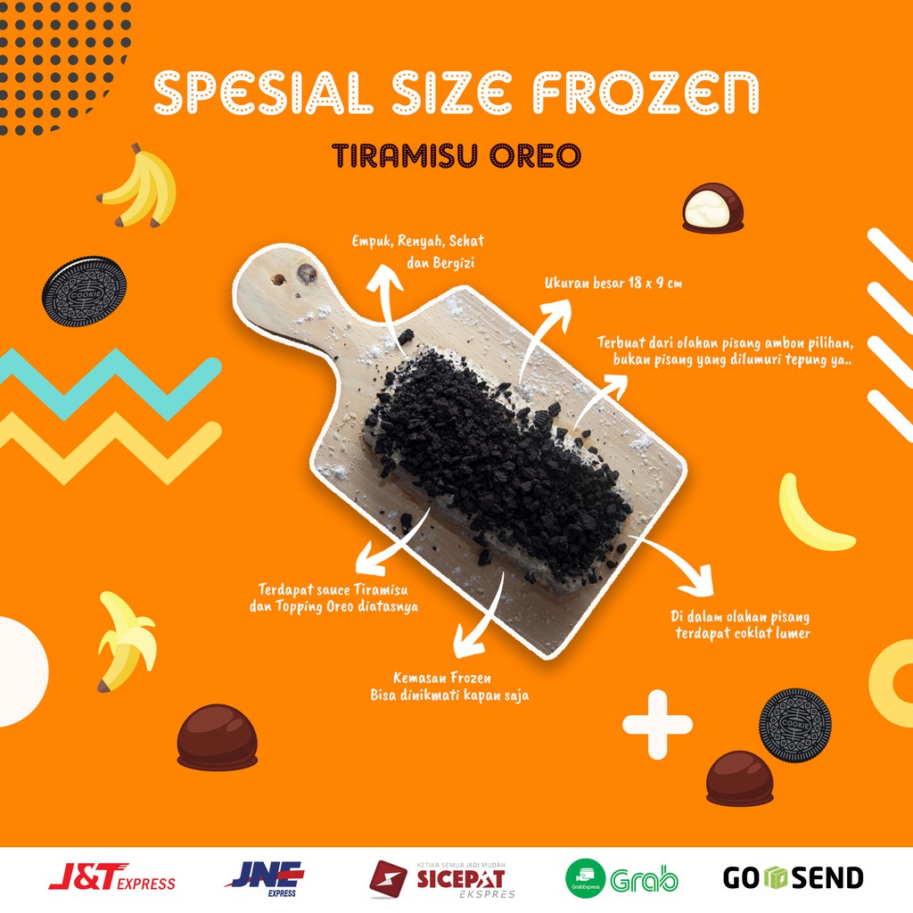 

TIRAMISU OREO | NUGGET PISANG JUMBO MERK PISANG KEKINIAN UK. 18x9 CM