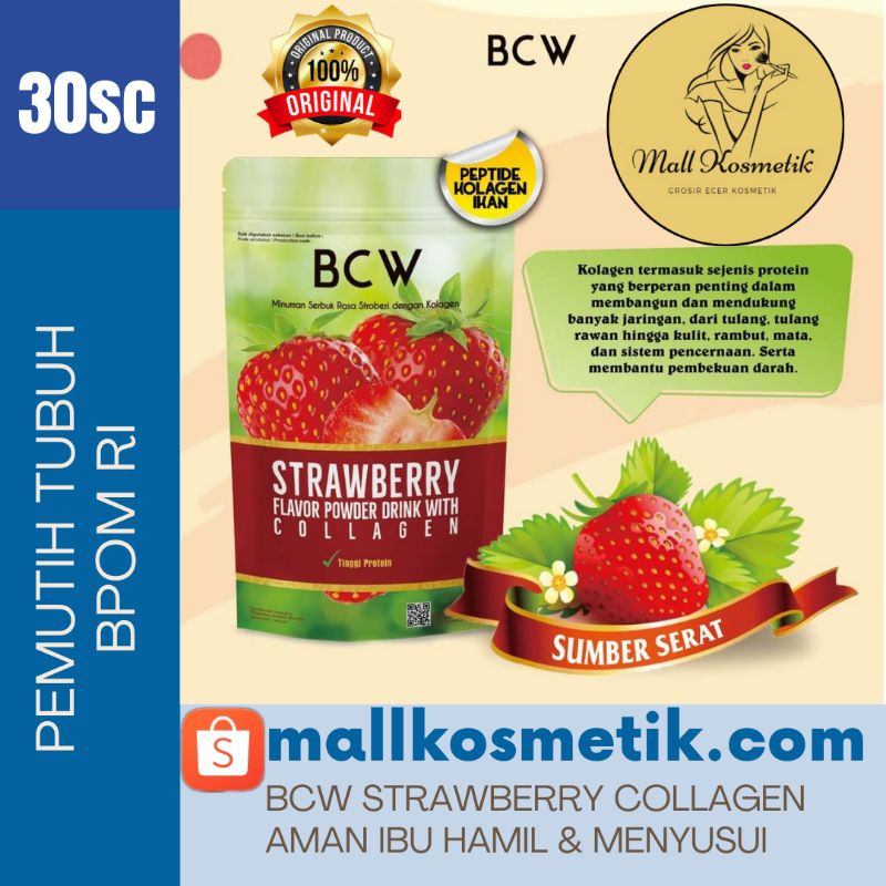 BCW COLLAGEN STRAWBERRY INDONESIA MINUMAN PEMUTIH BPOM AGEN RESMI BCW ADVANCE ASLI ORIGINAL INDONESI
