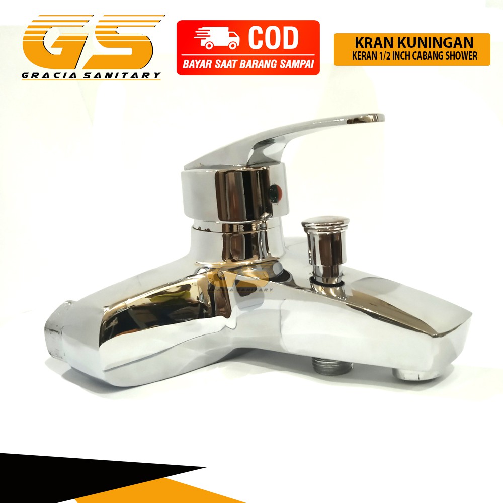 Kran Shower Keran Kamar Mandi Bathtub Mixer Air Panas Dingin Keran 2 Cabang Kuningan