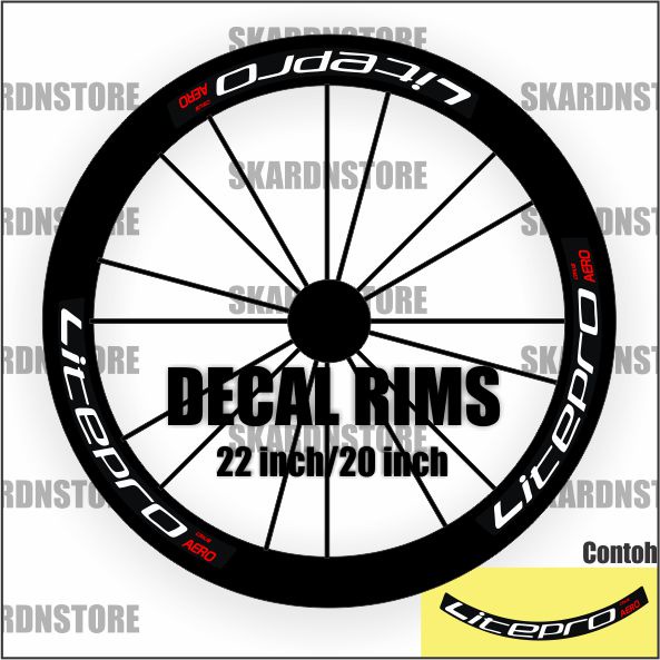 DECAL RIMS LITE PRO STIKER SEPEDA LIPET MINI VELO RIM 22 20 INCH