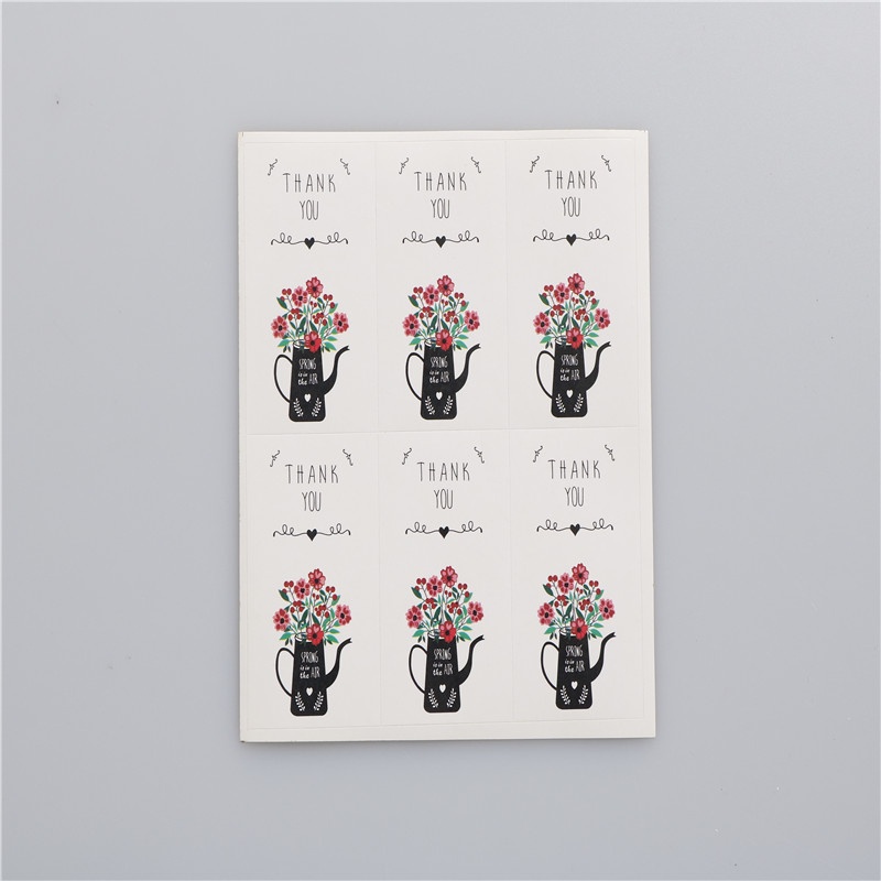 (Happy) 60pcs / Set Stiker Label Motif Tulisan Thank You + Bunga Untuk Dekorasi Kue / Hadiah
