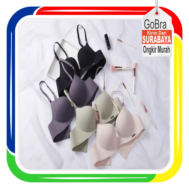 Gobra ♕ PW033 Bra Wanita Sexy Fashion Cutting Kecil Tanpa Kawat Ada Pengait Belakang Simple Polos BH Cewek Bra Pengait Belakang Korea Gym Olahraga Bh Women Murah Import COD