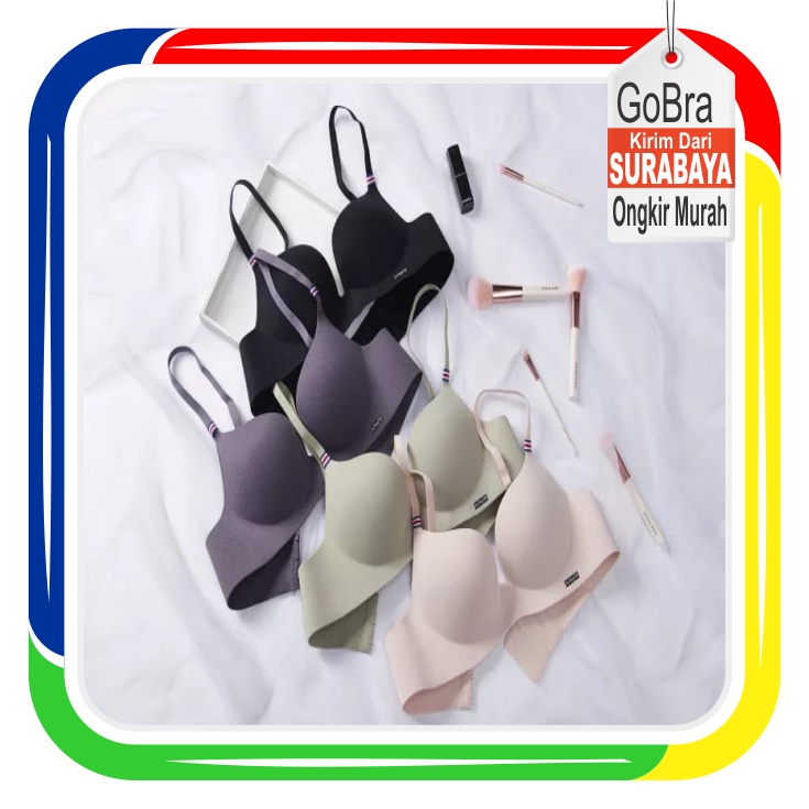 Gobra ♕ PW033 Bra Wanita Sexy Fashion Tanpa Kawat Simple Polos Pengait Belakang Korea Gym Olahraga Bh Women Murah Import COD