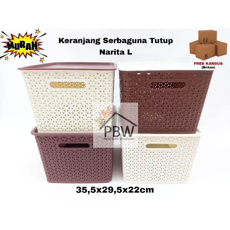 Keranjang Box Narita Tutup L Sunlife / Tempat Penyimpanan / Keranjang Tutup / Keranjang Penyimpanan