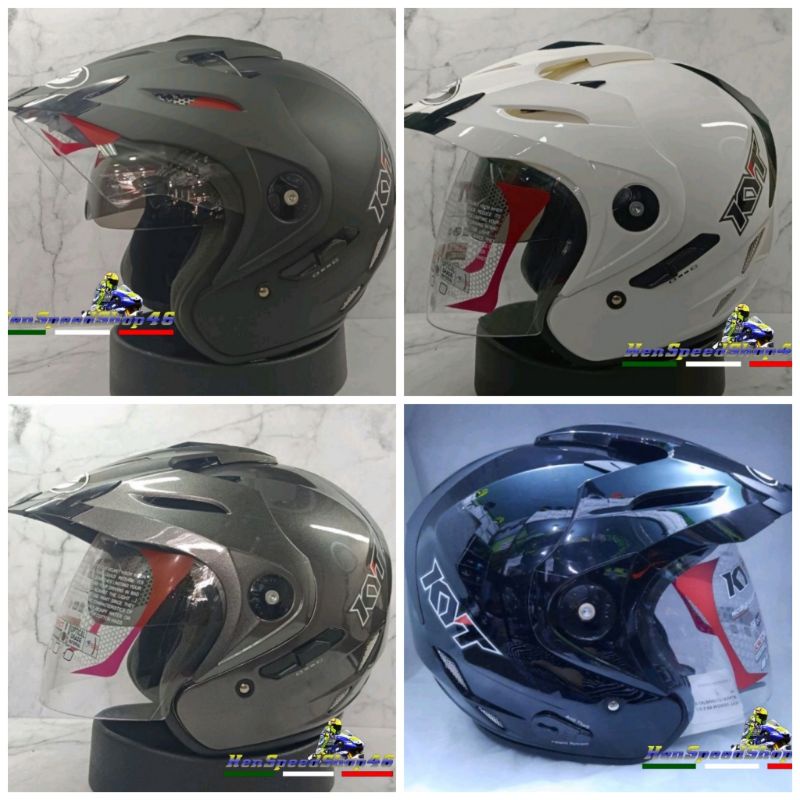 HELM KYT VENOM RR BLACK DOFF HELM KYT DOUBLE VISOR HELM HALF WHITE BLACK