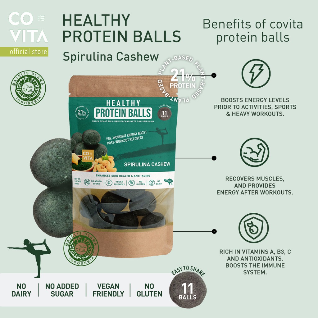 

Covita Healthy Protein Balls - Spirulina Cashew - Snack Tanpa Pengawet