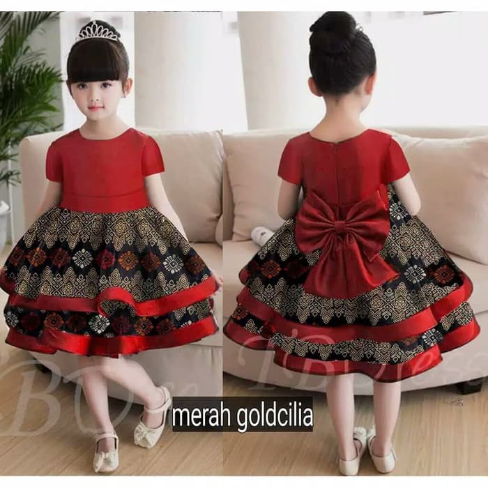 dress anak/gaun pesta batik/kids 1-5thn/ulang tahun/wisuda/kondangan