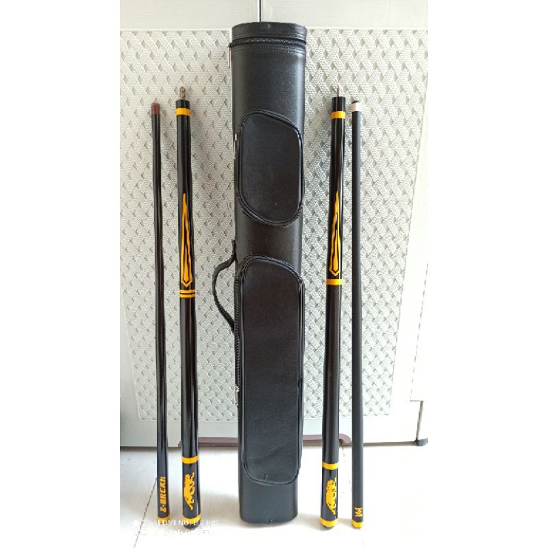 stik stick billiard yellow black biliard paket fullset  dan  bonus