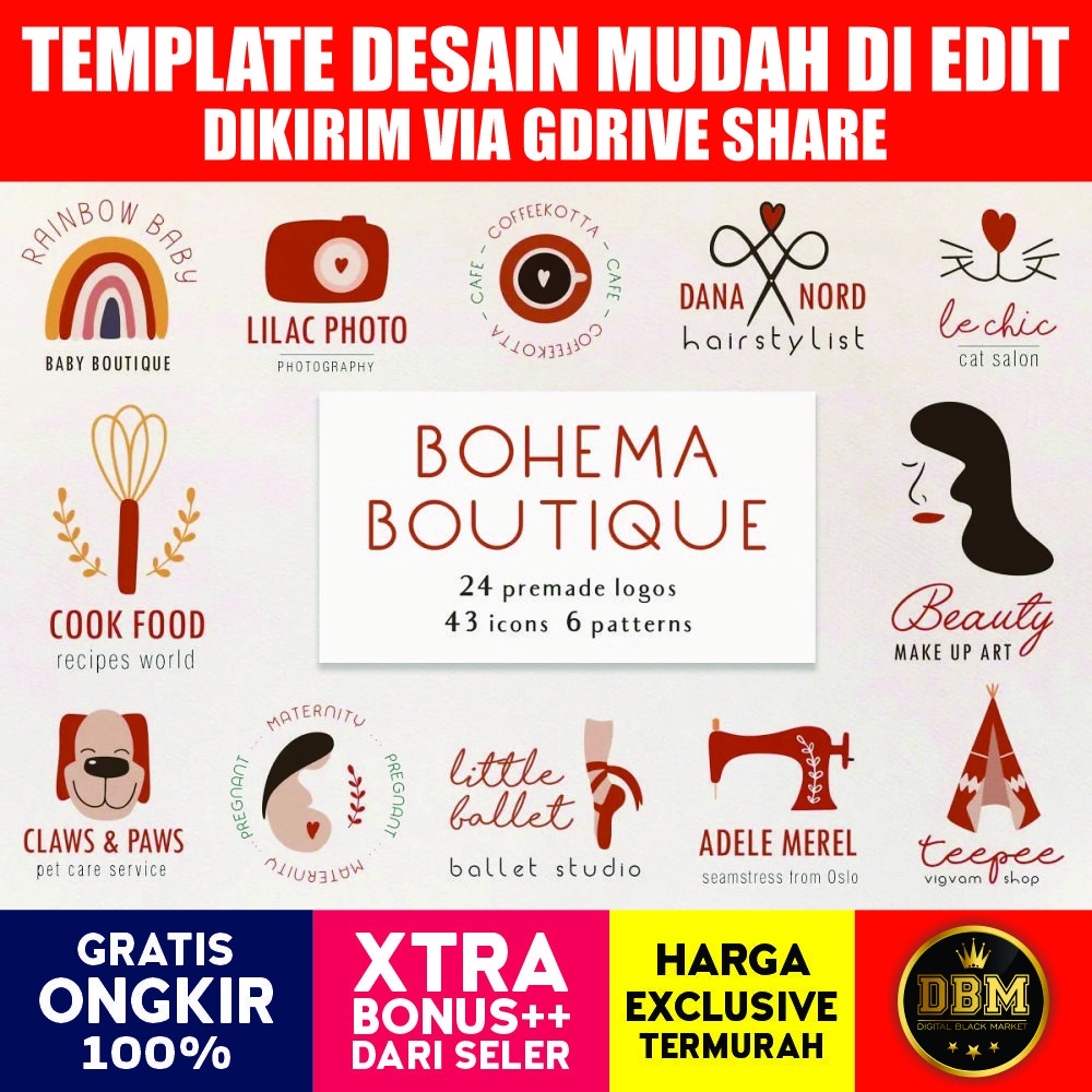 Bohema Boutique Logo Templates - Photoshop &amp; Illustrator