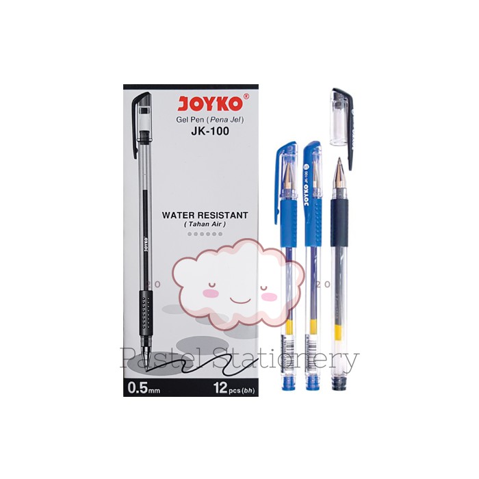 

Pulpen Gel Joyko JK-100 0.5mm - Bolpen Pena Gel Hitam Biru 0,5 mm