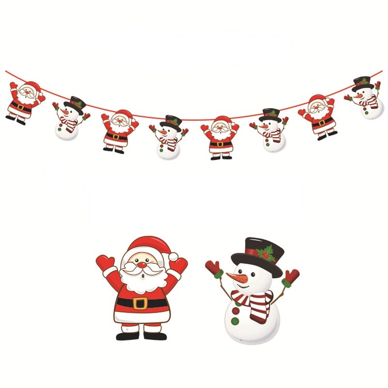 3M Multi Style Christmas Hanging Banner Xmas Party Pull Flag / Christmas Home Decoration Products Bunting