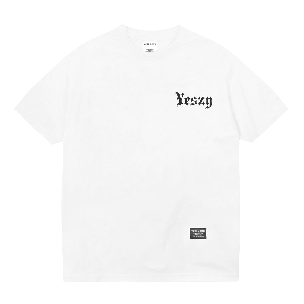 YESZY.MFG Tshirt White Letter Small F Black