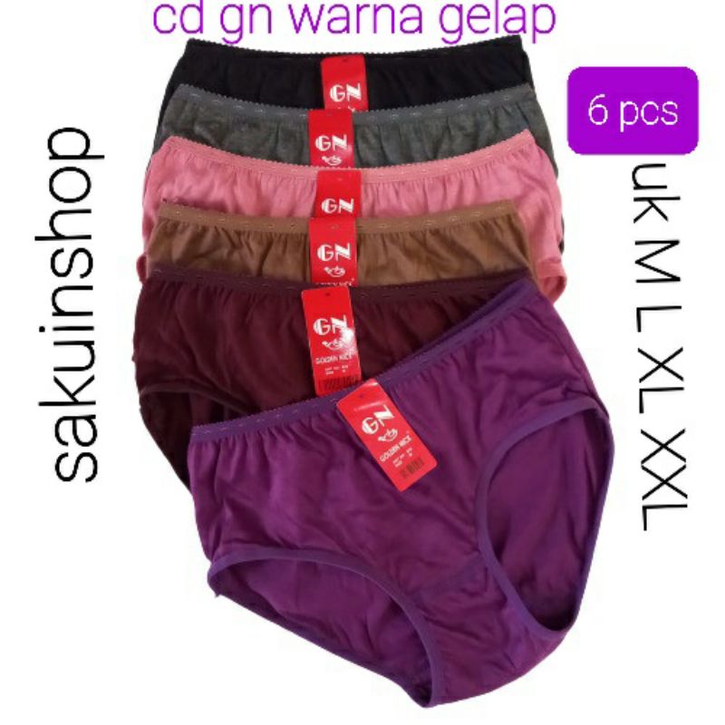 SAKUIN(6pcs)cd gn warna gelap/cd golden nick/cd wanita dewasa/celana dalam wanita golden nick warna/