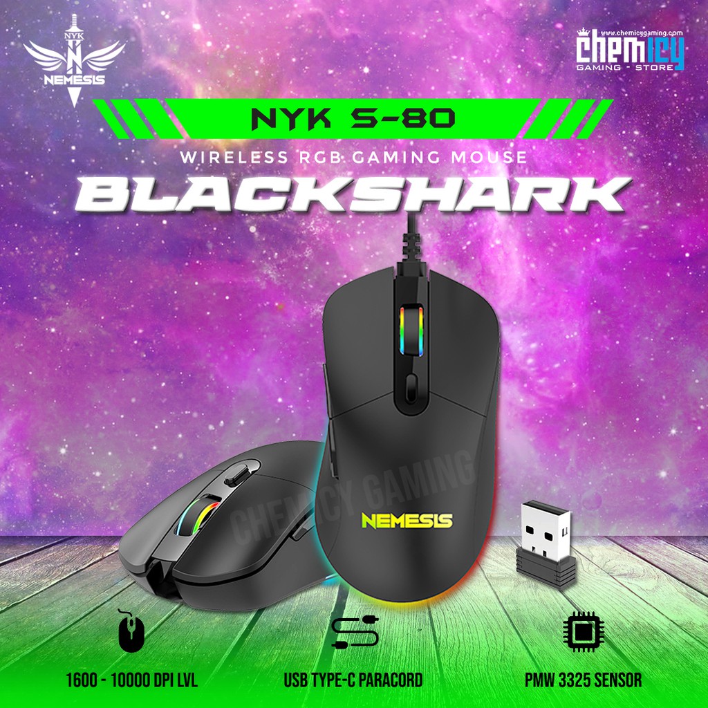 NYK S-80 Blackshark Wireless RGB Gaming Mouse