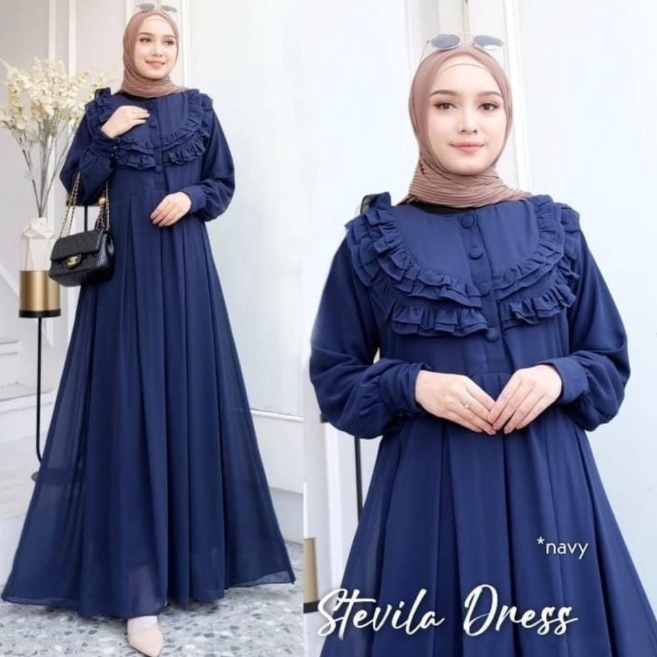 Stevila Maxi  dress wanita lucu terbaru  Dress Wanita kekinian Dress wanita  gamis maxi lucu Gamis Maxi terbaru Gamis Maxi kekinian  Gamis wanita .-Navy