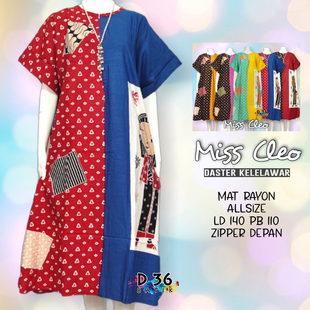 Daster Miss Cleo Kelelawar Semerbak Batik Pastel Baju Tidur Kartun Jumbo Santai Casual Home