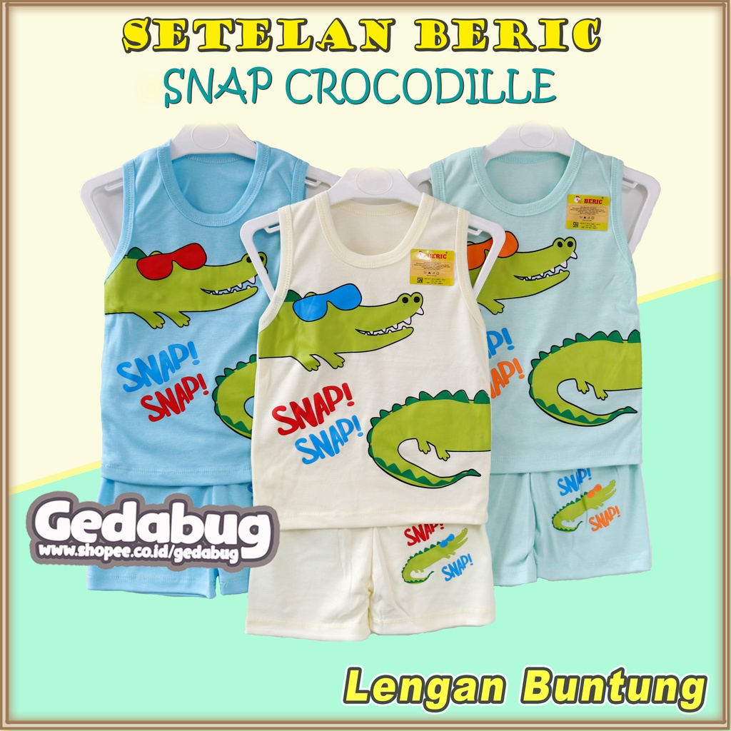 Setelan Oblong Buntung Anak Beric Snap Crocodille | Pakaian Bermain Anak Berkualitas