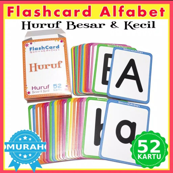 Flashcard anak huruf abc murah, kartu belajar mengenal huruf abjad