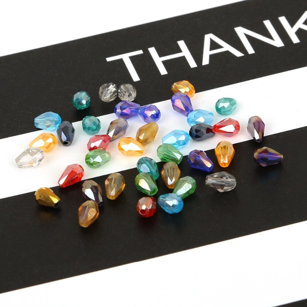 BARU 70 pcs Mutiara 4x6mm Manik-manik Kristal Kaca Kristal Air Drop Beads untuk menjahit kerajinan fashion perhiasan aksesori