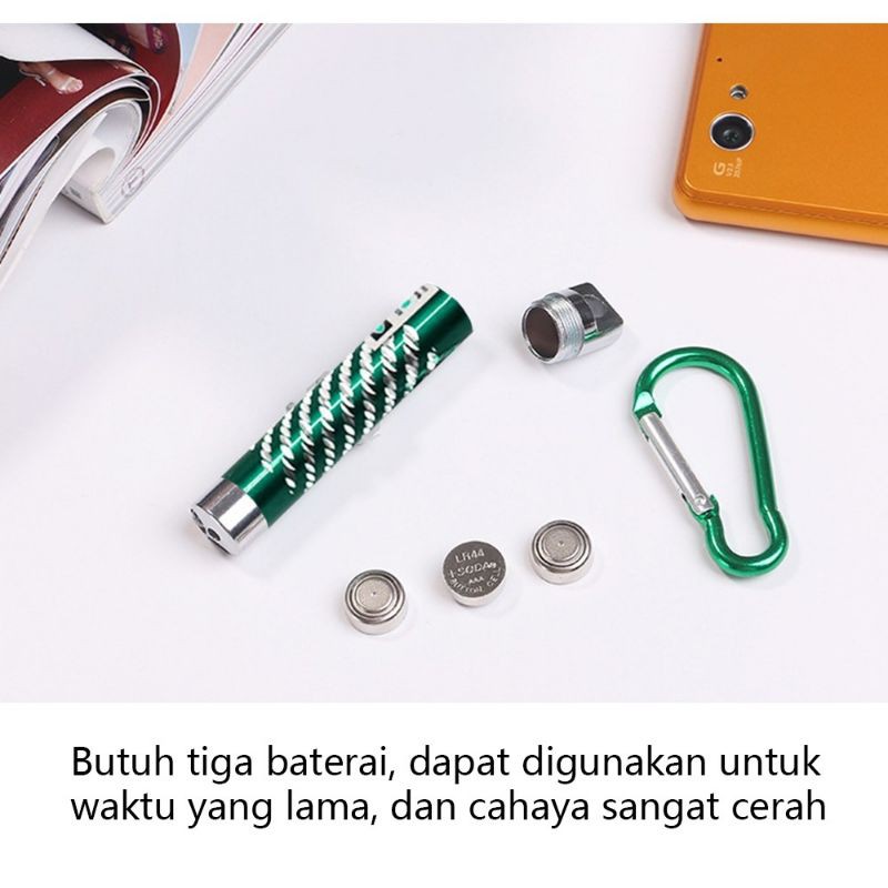 laser senter pointer 3 in 1 include baterai dan gantungan kunci