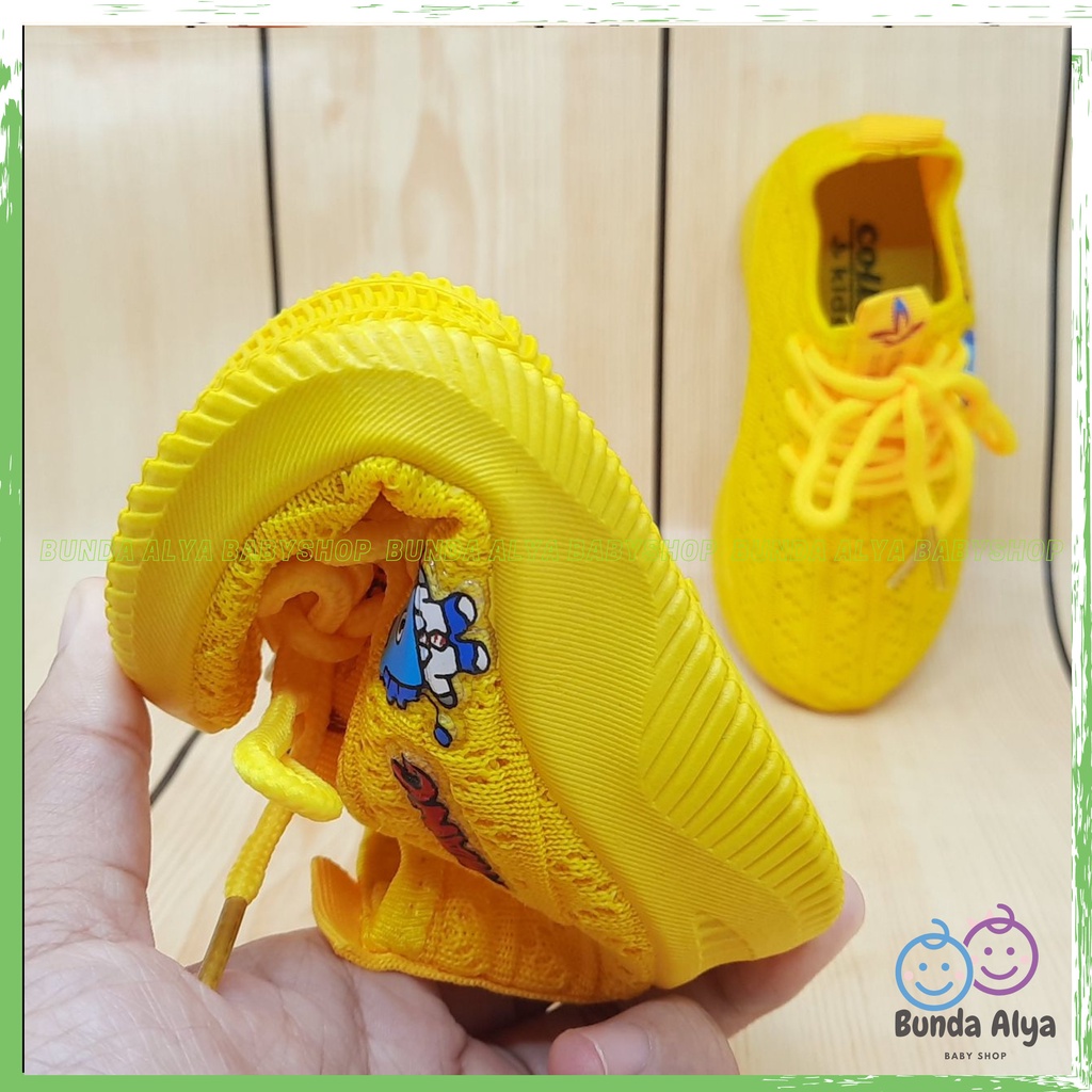 Sepatu Anak Laki Laki IMPORT Usia 1 Sampai 7 Tahun KUNING Lentur Alas Karet - Sepatu Anak Cewek Cowok Lentur Elastis Motif Karakter Lucu Model Kekinian Anti Licin Size 22 Sampai 36