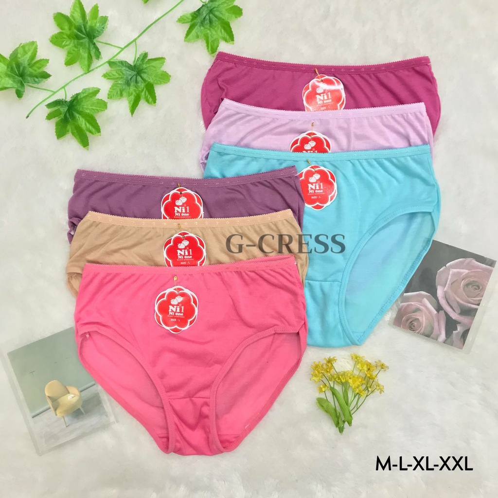 Celana Dalam Wanita/CD Cewek Murah Sepinggul Katun Polos Karet Kecil CD Import Lembut | Ni One Muda