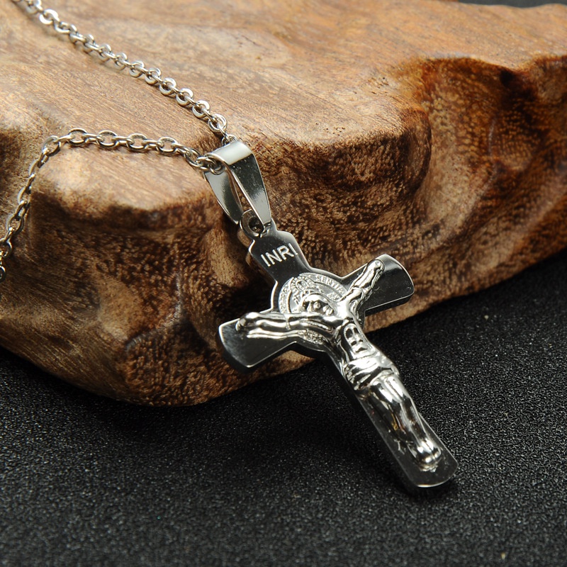 Kualitas Tinggi Stainless Steel Salib Yesus Kalung Liontin Non-memudar Hypoallergenic Best Wishes Gift N-22030