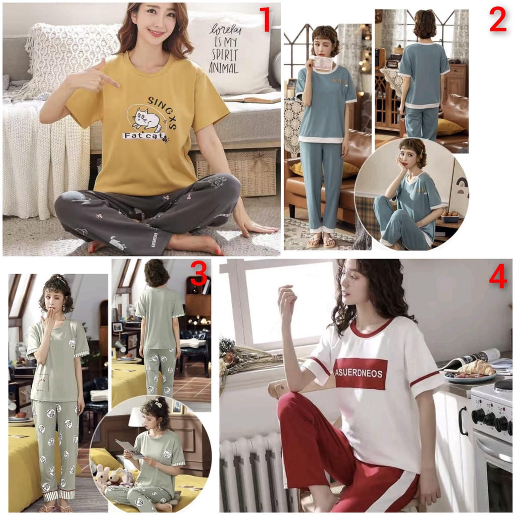 baju tidur CP wanita bahan kaos import new arrival