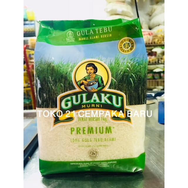 GULAKU MURNI PREMIUM HIJAU 1 KG GULA TEBU PUTIH PASIR MANIS 1KG 1000G 1000 GRAM GULAKU MURAH PROMO