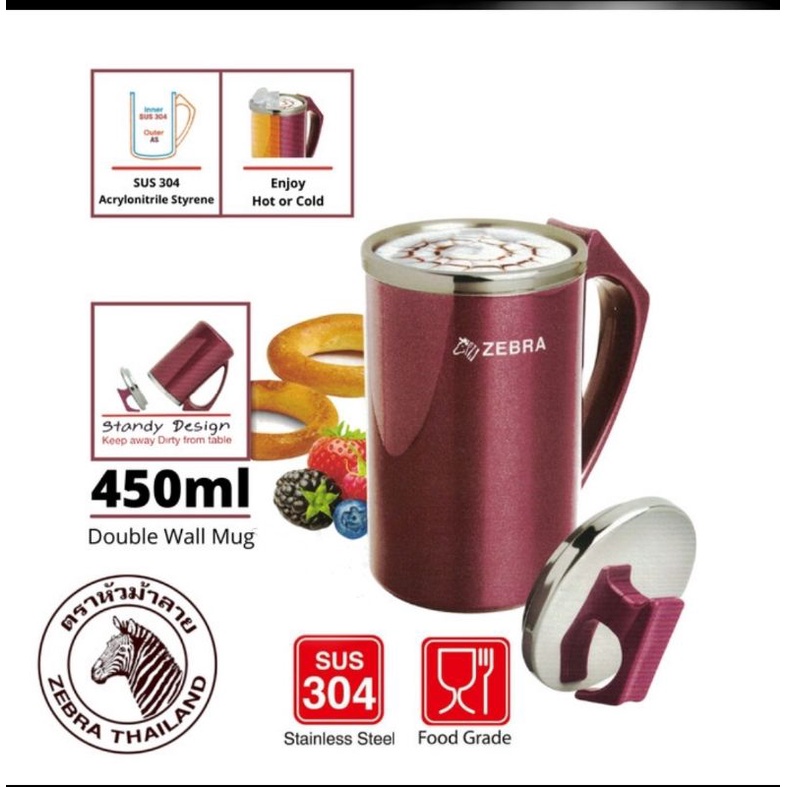 Cangkir ZEBRA Double Wall Mug 450 ML Zelect Amitise Stainless 112027