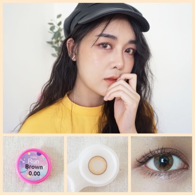 Softlens mini run gray &amp; brown kitty kawaii