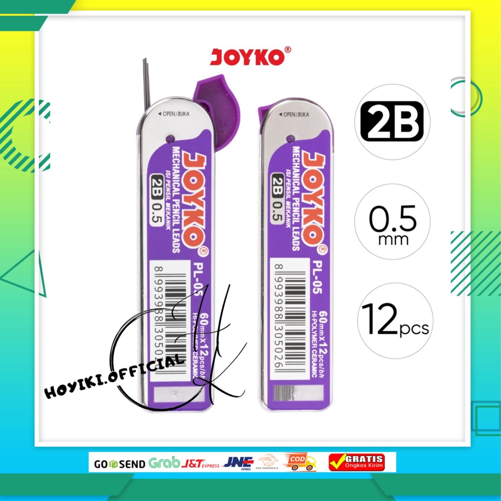 

JOYKO Isi Pensil Mekanik PL-05 2B 0.5mm Pencil Lead 12 Pcs