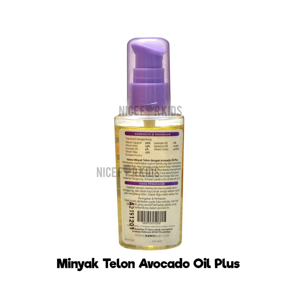 Hawo Minyak Telon Avocado Oil Avocado Oil Plus 80ml