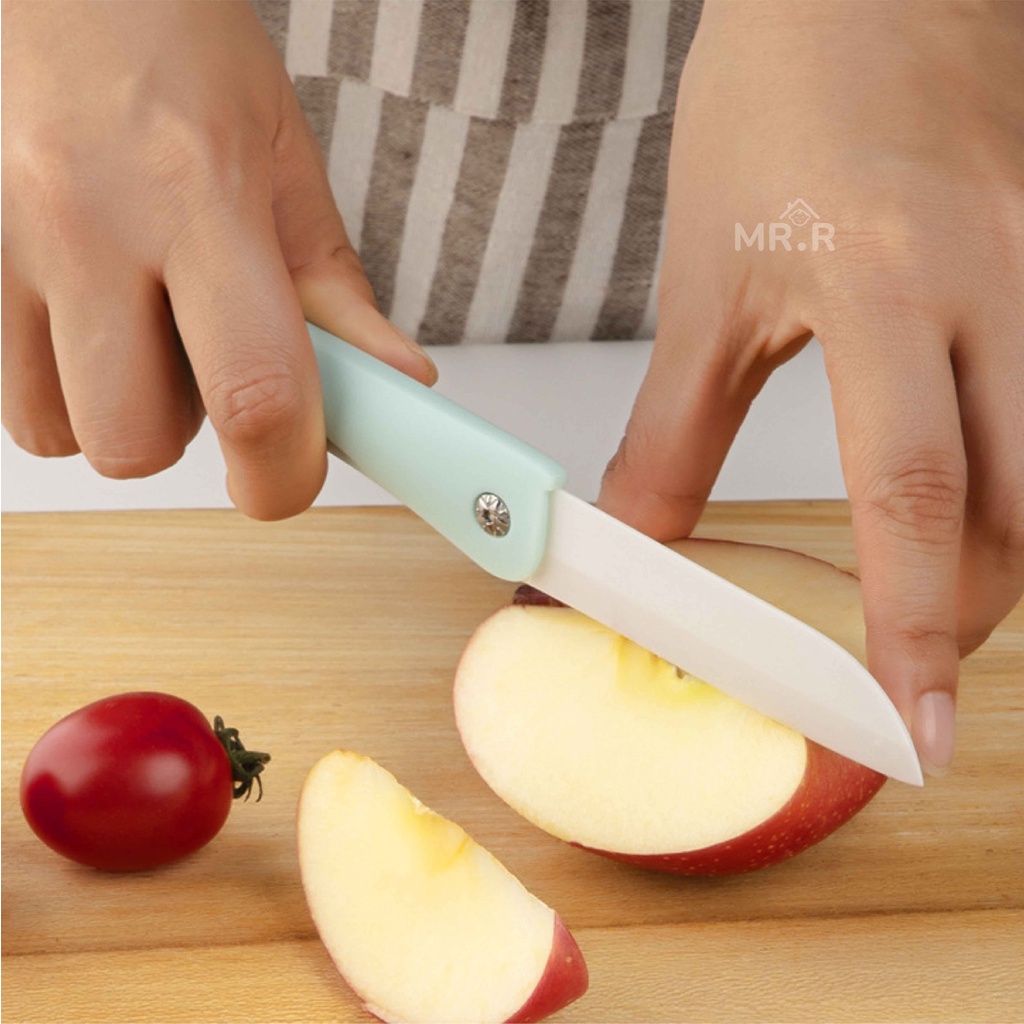 Pisau Dapur Lipat Pisau Travel Keramik Potong Memotong Buah Sayur Portable Folding Ceramic Knife