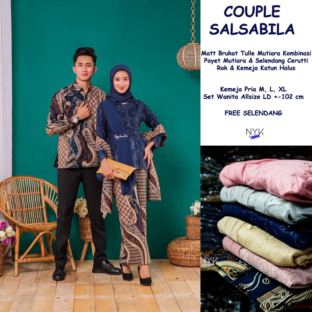 (ada Anak + Lengkap 5 Warna) Couple Batik Modern Sarimbit Parisian Salsabila Ziyan