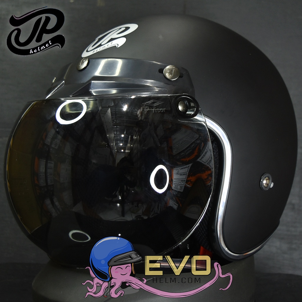 HELM BOGO JPX_JP NEW BIGIE_SOLID - BLACK DOFF + KACA