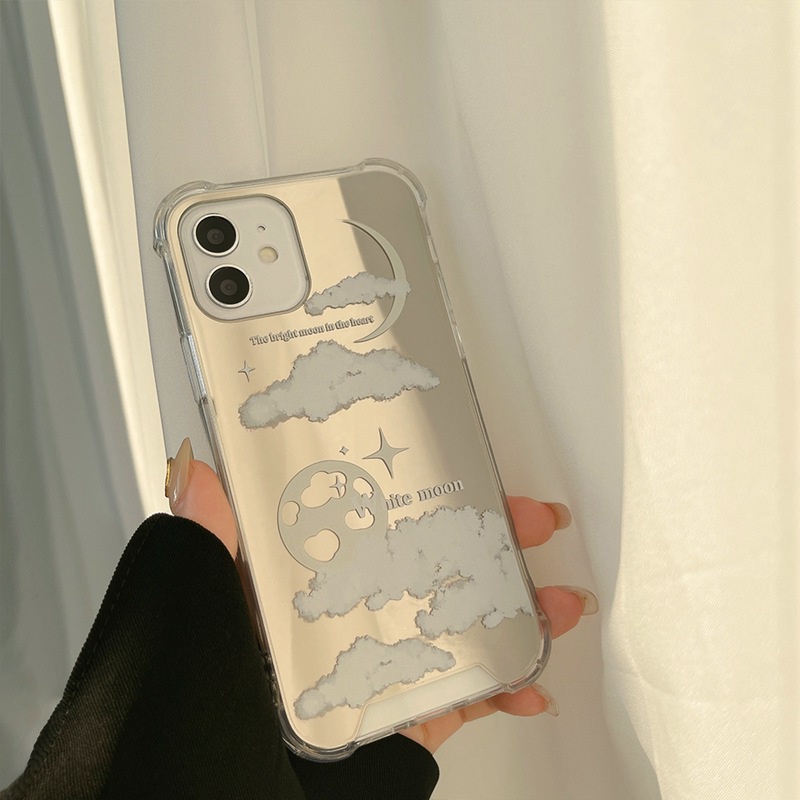 ins Makeup Mirror Shock Proof Soft Case IP Iphone 7 8 Plus X XR XS Max IPhone 11 Pro Max 12 13 Pro Max SE 2020 12 13 mini Fashion clouds moon Casing Chasing