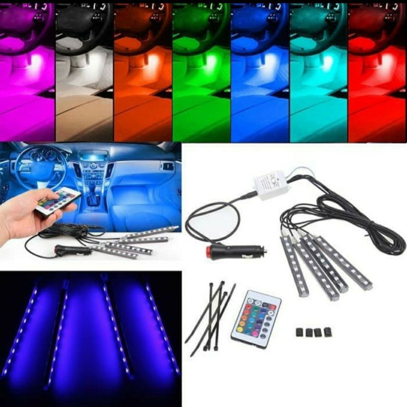 LAMPU LED RGB REMOTE MODIFIKASI INTERIOR MOBIL PREMIUM, MURAH DAN KEREN