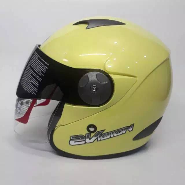 HELM KYT 2 VISION LIGHT YELLOW CREAM ORIGINAL HELM KYT 2VISION KUNING ORI HELM CEWEK HELM KYT 2VISOR