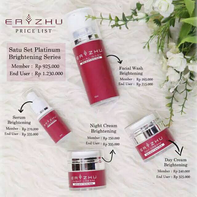 Eryzhu Skincare 1 paket bonus pouch cantik/ Eryzhu Brightening / set platinum Brightening series