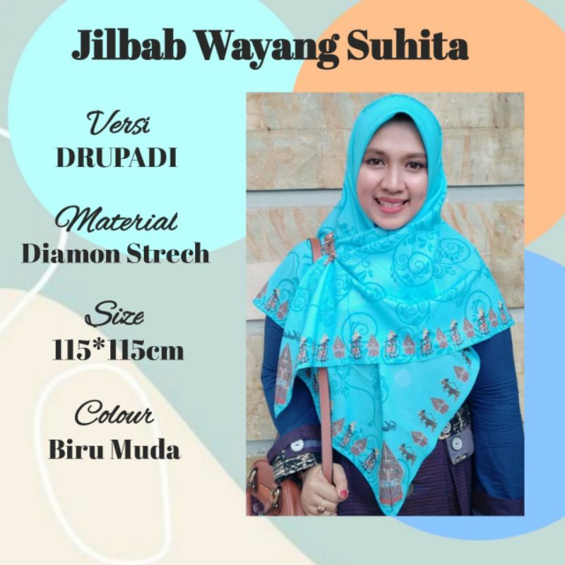 Jilbab Kerudung Wayang Suhita Biru Muda