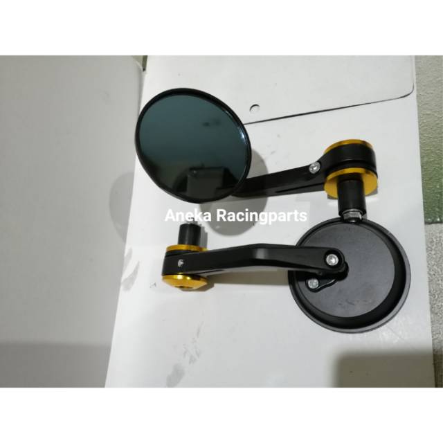 Spion jalu bulat kaca biru model bisa pasang diklem ke stang universal / spion jalu supermoto cnc