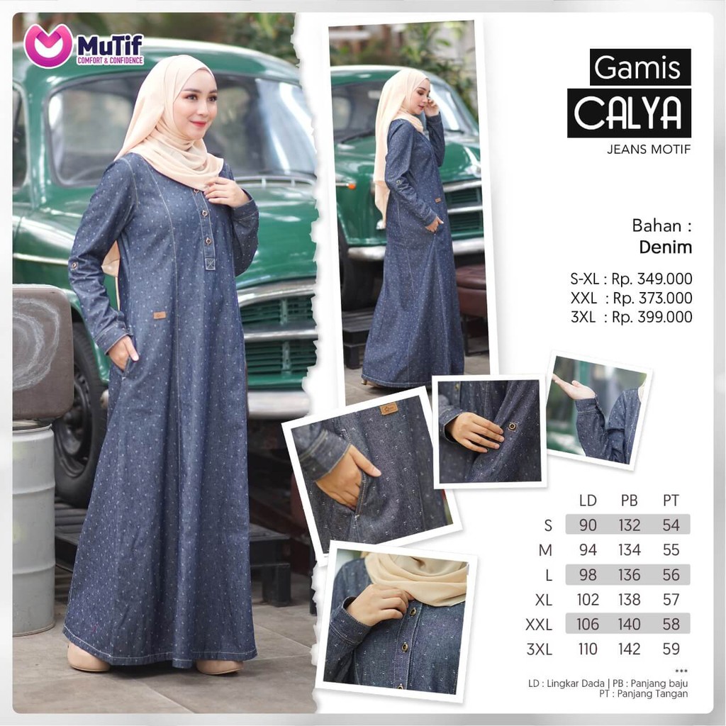 Gamis Dewasa Mutif MTIF - Calya A Jeans Motif