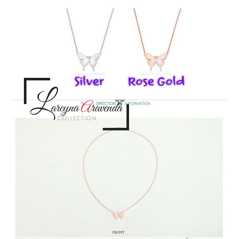 Lareyna Aravenda Kalung + Liontin S925 Wanita Model Kupu Kupu Butterfly KL064