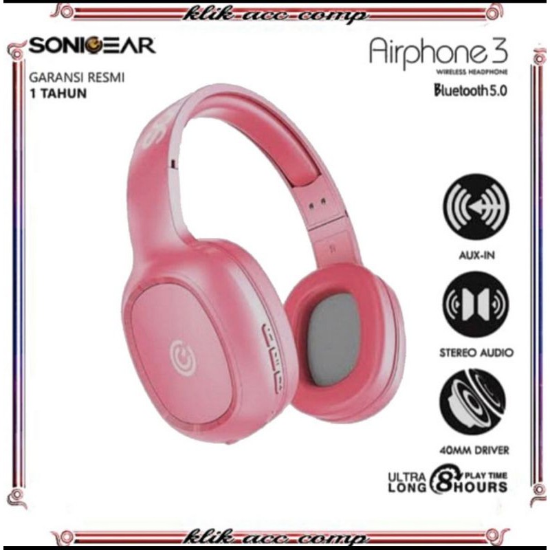 Headset Sonicgear Airphone 3 Bluetooth Headphone with Mic