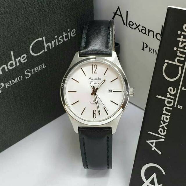 Jam Tangan Wanita Alexandre Christie Ac1009 Kulit Original Silver