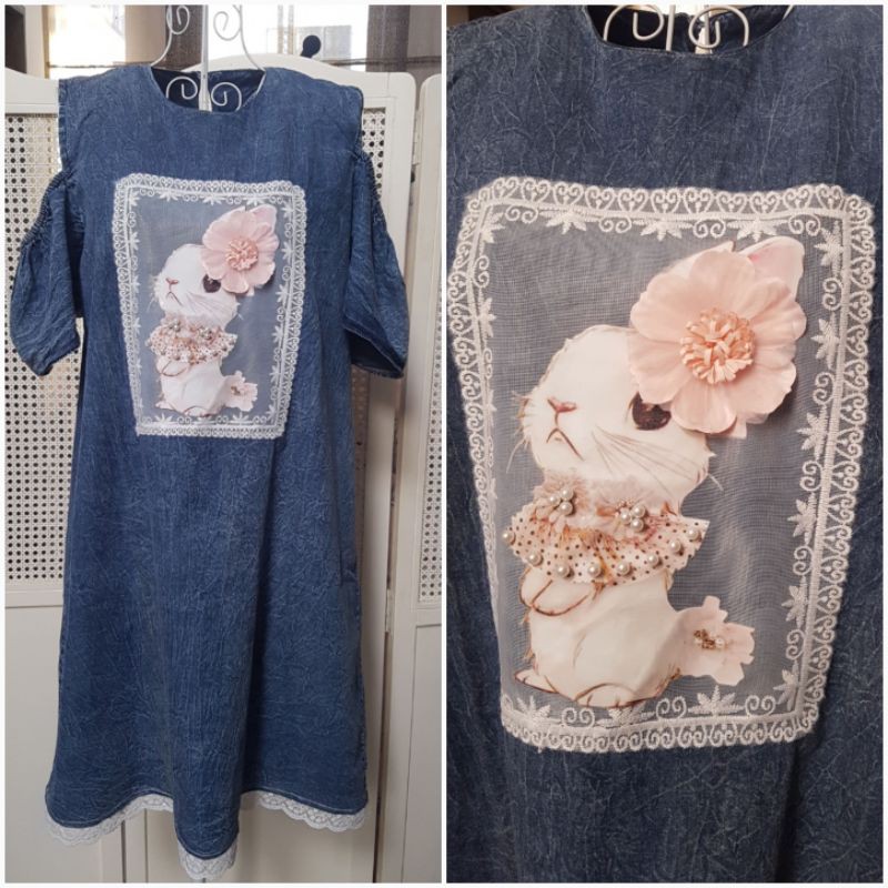 dress denim import baju terusan wanita