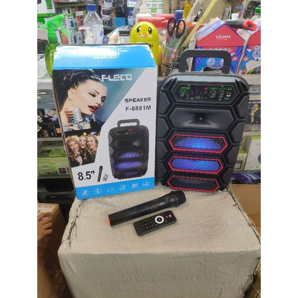 FLECO F-8881M/F-8882M SPEAKER BLUETOOTH KARAOKE MIC WIRELESS / SPEAKER PORTABLE 8.5 INCH SUPER BASS