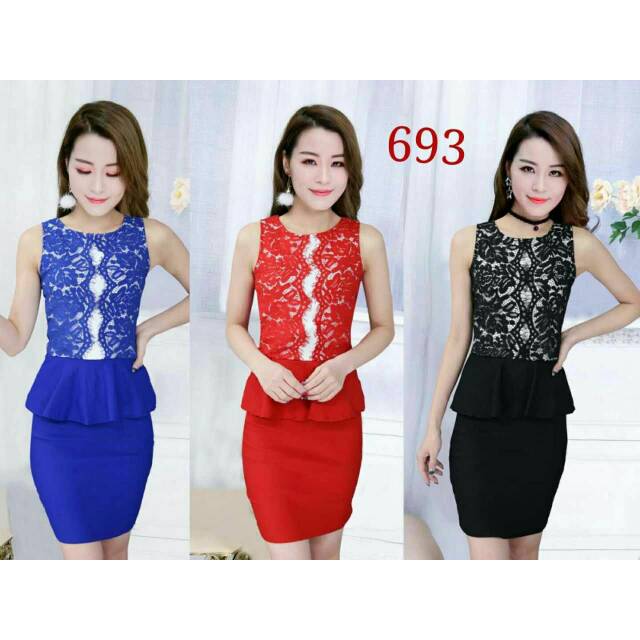 Dress Brokat Renda Impor 693#