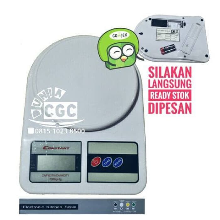 Unik Constant Timbangan Digital 7 KG +Baterai Emas Kitchen Khusus Gojek Berkualitas